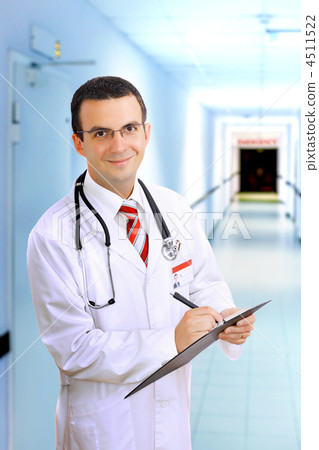 Friendly medical doctor stand in Hospital. 4511522