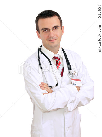 Portrait of medical doctor with phonendoscope. Portrait of medical doctor with phonendoscope. 4511657