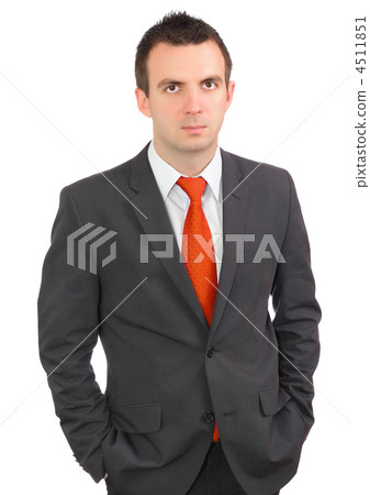 Portrait of cheerful businessman in black suite. 4511851