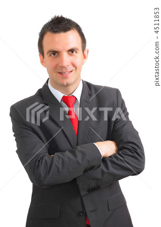 Portrait of cheerful businessman in black suite. 4511853