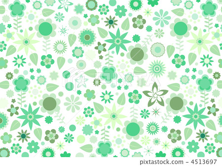 green funky flowers and leaves retro pattern 4513697