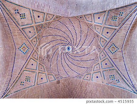 Dome of an ancient mosque, oriental ornaments from Shiraz, Iran 4515935