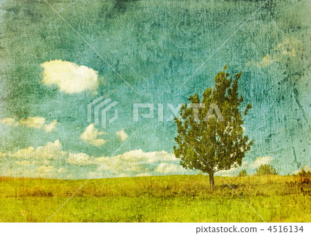 vintage image of tree on grunge background. 4516134