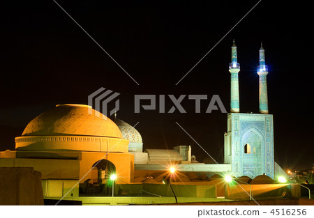 Mosque in night lights, Yazd, Iran 4516256