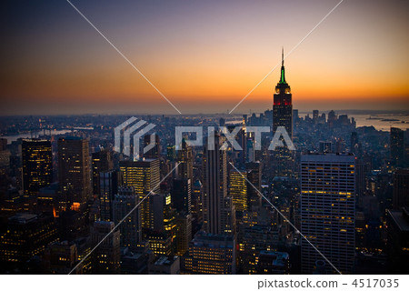 panorama of manhattan at sunset, new york panorama of manhattan at sunset, new york 4517035