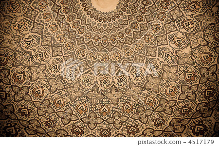 Dome of the mosque, oriental ornaments from Samarkand, Uzbekista 4517179