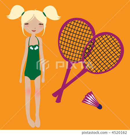 little girl and badminton rackets 4520162