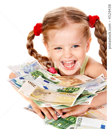 Happy child with money euro. 4529436