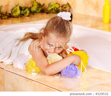 Kid washing in bath. Kid washing in bath. 4529532