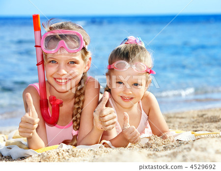 Child playing on  beach. Child playing on  beach. 4529692
