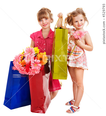 Children with shopping bag. 4529793