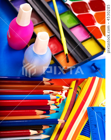 Close up of school supplies. Close up of school supplies. 4530285