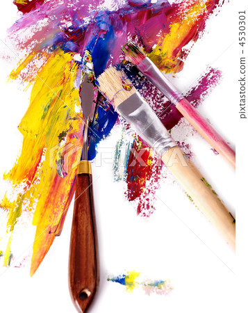 Close up of paint mixed on palette. Close up of paint mixed on palette. 4530301