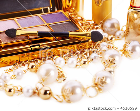 Decorative cosmetics with lipstick. Decorative cosmetics with lipstick. 4530559