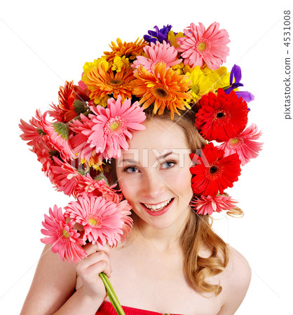 Young woman with  with flowers on her  hair. 4531008