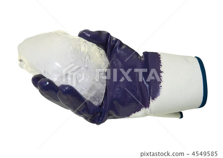 Blue glove hold blocks of ice Blue glove hold blocks of ice 4549585