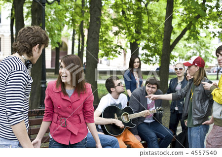 Group of student on weekend. Music 4557540
