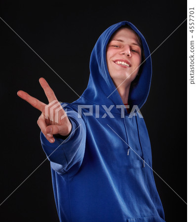 Man in blue sportswear. Man in blue sportswear. 4557701