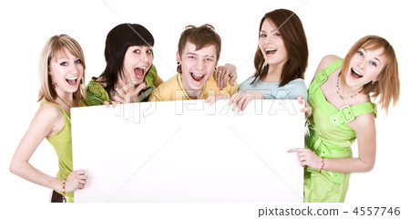 Group of people take banner. Group of people take banner. 4557746