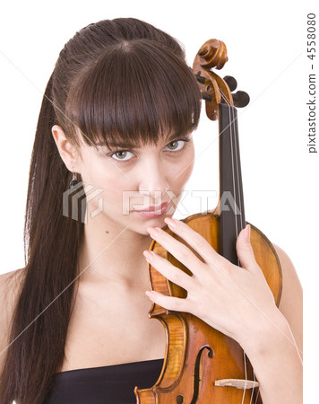Beautiful young girl with fiddle. Beautiful young girl with fiddle. 4558080