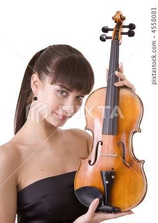 Beautiful young girl with fiddle. 4558081