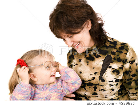 Portrait of grandmother and granddaughter. Portrait of grandmother and granddaughter. 4559685