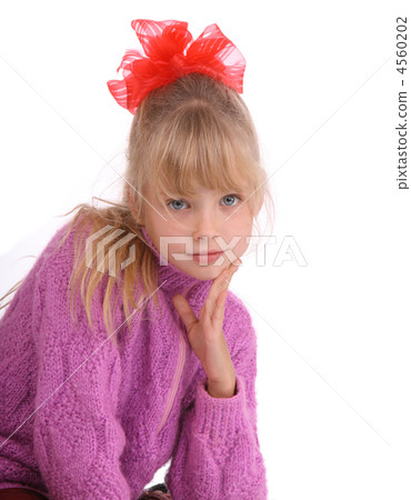 Portrait of girl in knitted sweater. Portrait of girl in knitted sweater. 4560202