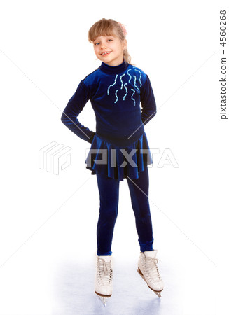 Girl in blue sport dress on skates. Girl in blue sport dress on skates. 4560268