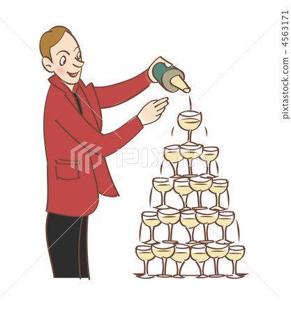 Champagne tower and foreign men - Stock Illustration [4563171] - PIXTA