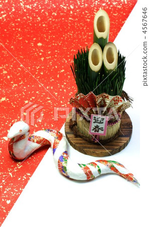 Mi新年的卡材料·日本完成蛇·Kohaku日本紙背垂直位置Kadomatsu Mi新年的卡材料·日本完成蛇·Kohaku日本紙背垂直位置Kadomatsu 4567646