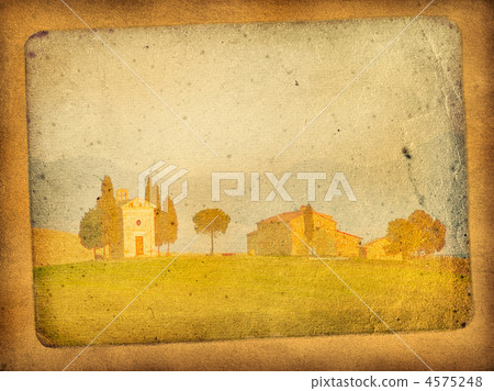 vintage postcard with classical tuscan view vintage postcard with classical tuscan view 4575248