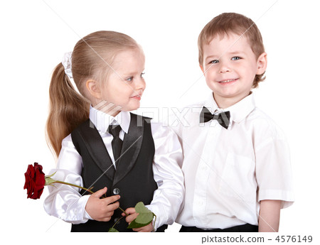 Children in business suit with rose. Children in business suit with rose. 4576149