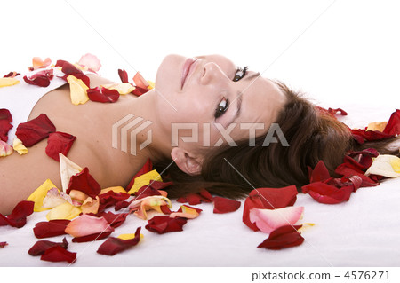 Beautiful girl in rose petal. 4576271