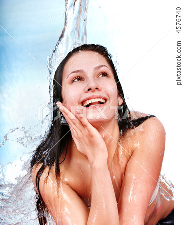 Beautiful  girl in water. Body care. 4576740