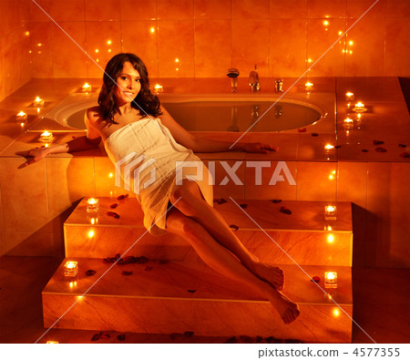 Woman relaxing in bath. Woman relaxing in bath. 4577355