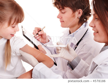 Doctor inject inoculation to child. 4578186