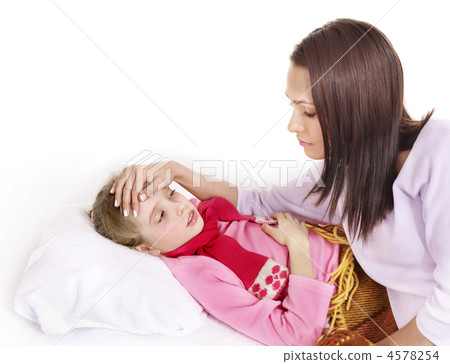Sick child with mother. Isolated. Sick child with mother. Isolated. 4578254