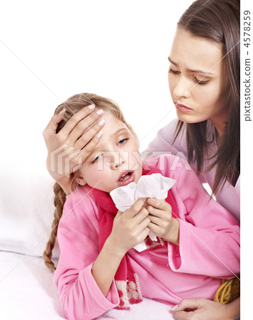 Sick child with mother. Isolated. Sick child with mother. Isolated. 4578259