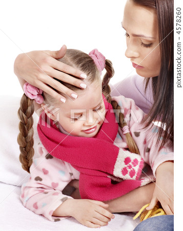Sick child with mother. Isolated. Sick child with mother. Isolated. 4578260