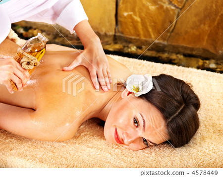 Woman getting massage in spa. 4578449