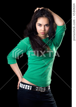 Portrait of the beautiful girl in a green jacket 4580684