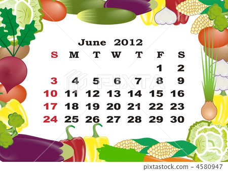 June - monthly calendar 2012 in colorful frame June - monthly calendar 2012 in colorful frame 4580947