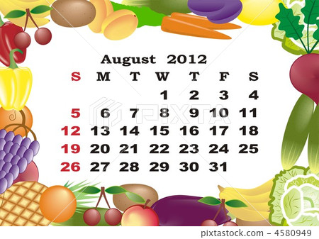 August - monthly calendar 2012 in colorful frame August - monthly calendar 2012 in colorful frame 4580949