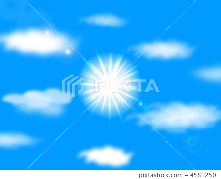 Vector sun on blue sky with lenses flare, eps10 - Stock Illustration ...