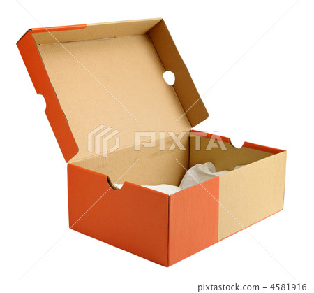 Open empty shoe cardboard box isolated on white background 4581916