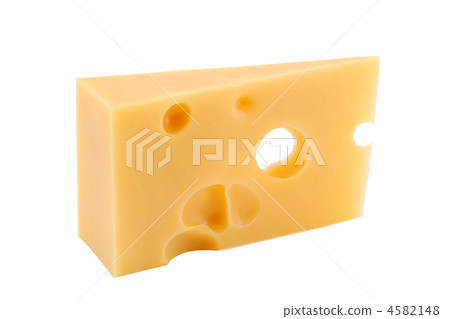 Piece of swiss cheese isolated on white background 4582148