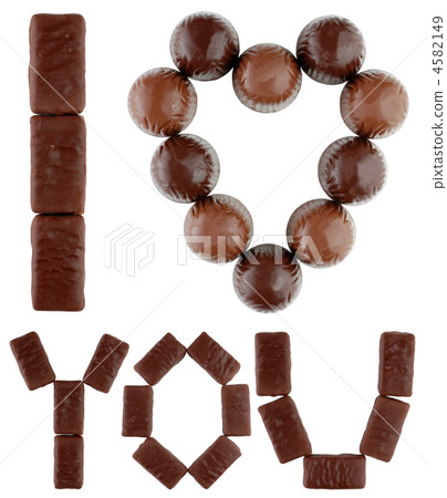 I love you text made of chocolates isolated on white background 4582149