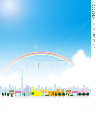 A streetscape of a rainbow 4598912