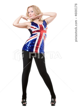 sexy blonde posing in union-flag shirt 4600178