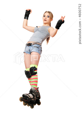 Young woman tries to keep his balance Young woman tries to keep his balance 4600752